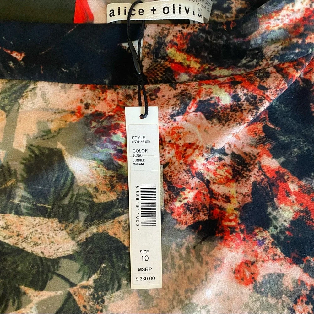 NWT Alice + Olivia wide leg jungle safari print pants size 10 - Picture 7 of 7